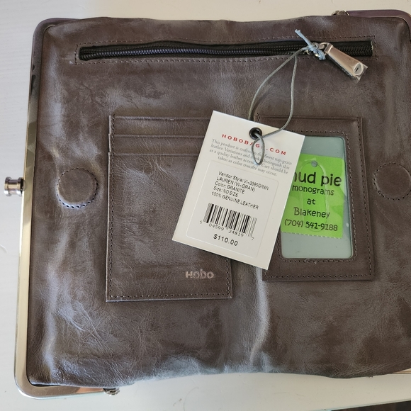 Genuine leather grey / gray clutch magnetic clasp NWT - Picture 5 of 7